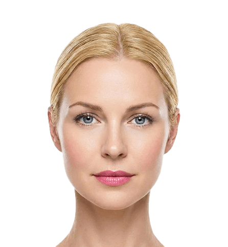 Woman face with interactive treatment zones