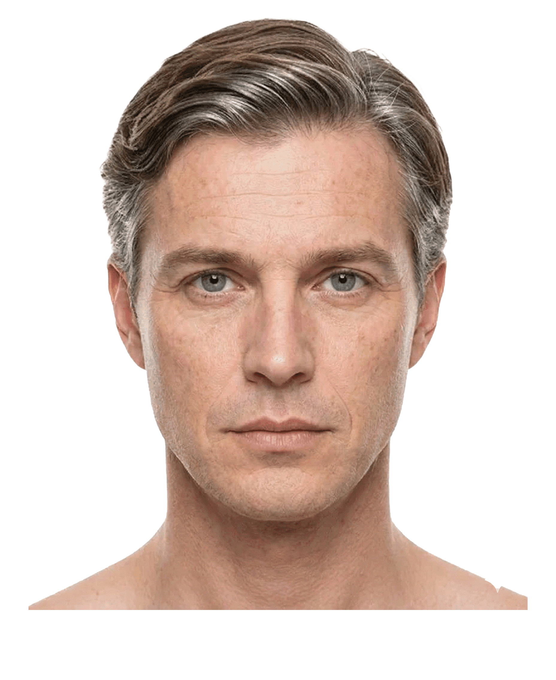 Man face with interactive treatment zones
